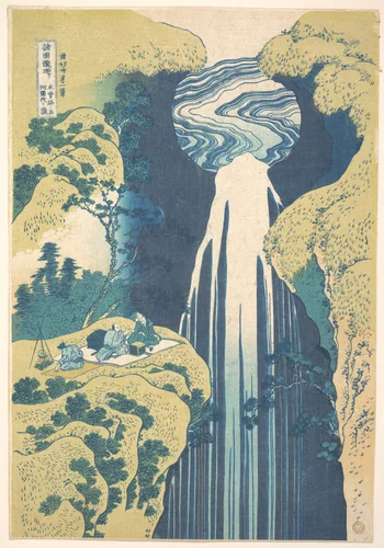 The Amida Falls in the Far Reaches of the Kisokaidō Road (Kisoji no oku Amida-ga-taki), from the series A Tour of Waterfalls in Various Provinces (Shokoku taki meguri) by Katsushika Hokusai (葛飾 北斎), print, 1817-1837