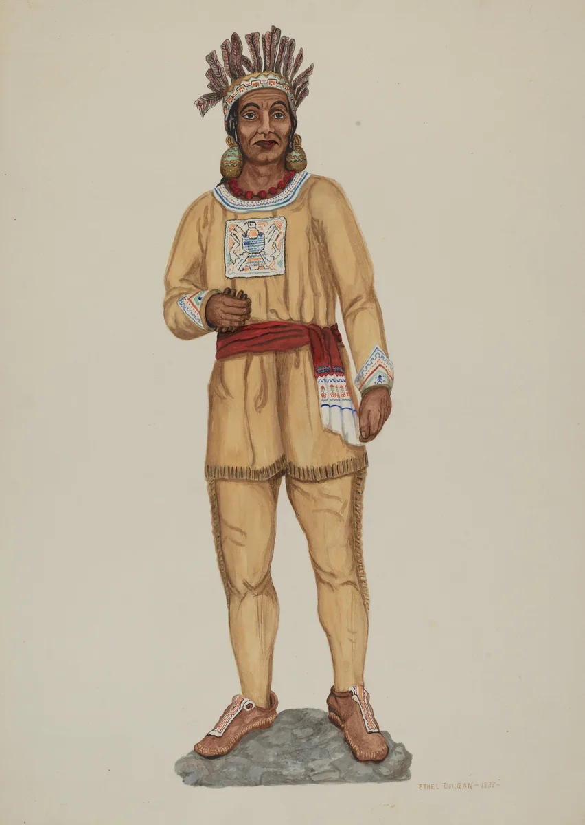 Cigar Store Indian by Ethel Dougan, index of american design, 1937