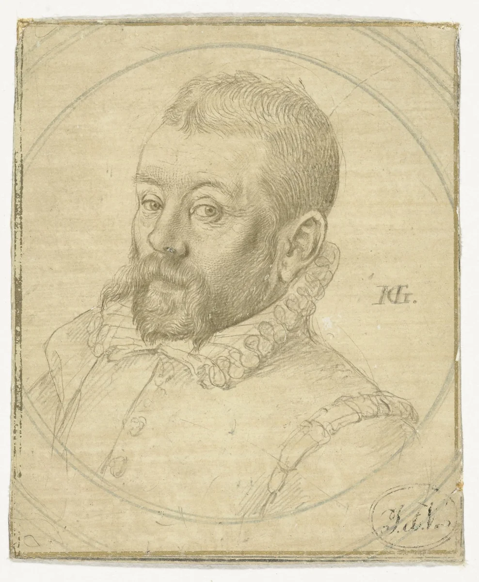 Portret van Lubbert Claesz. van der Weijden by Hendrick Goltzius, drawing, 1590-1599