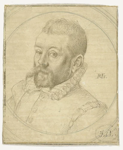 Portret van Lubbert Claesz. van der Weijden by Hendrick Goltzius, drawing, 1590-1599
