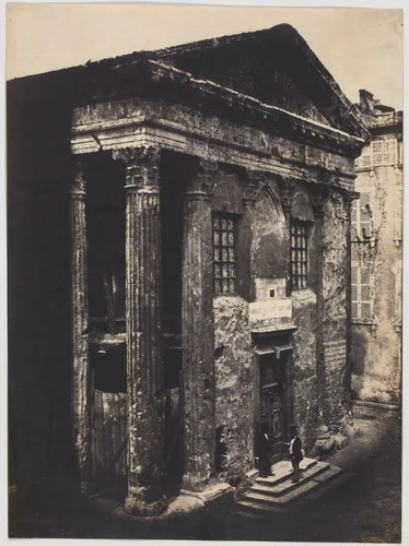 Façade, Temple of Augustus and Livia, Vienne by Édouard Baldus, photograph, 1851