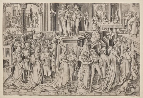 The Dance at the Court of Herod by Israhel van Meckenem, print, 1495-1505