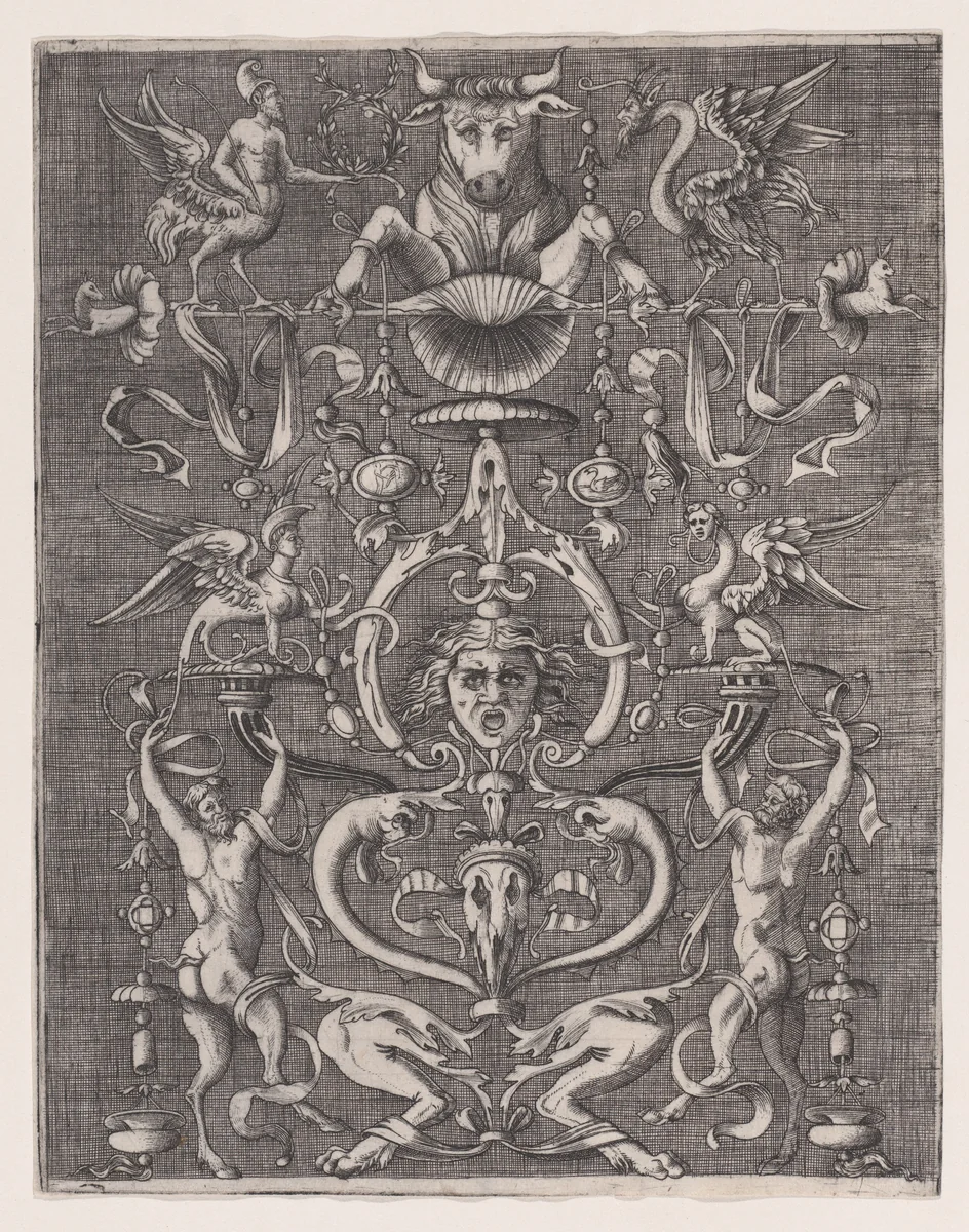 Ornamental Panel by anonymous, print, 1514-1536
