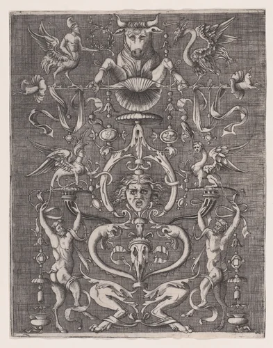 Ornamental Panel by anonymous, print, 1514-1536