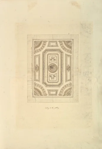 Ceiling to the Gallery, Houghton Hall, Norfolk by Isaac Ware, drawing, 1735