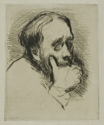 Portrait of Degas, His Hand Over his Mouth by Marcellin Gilbert Desboutin, print, 1843-1902