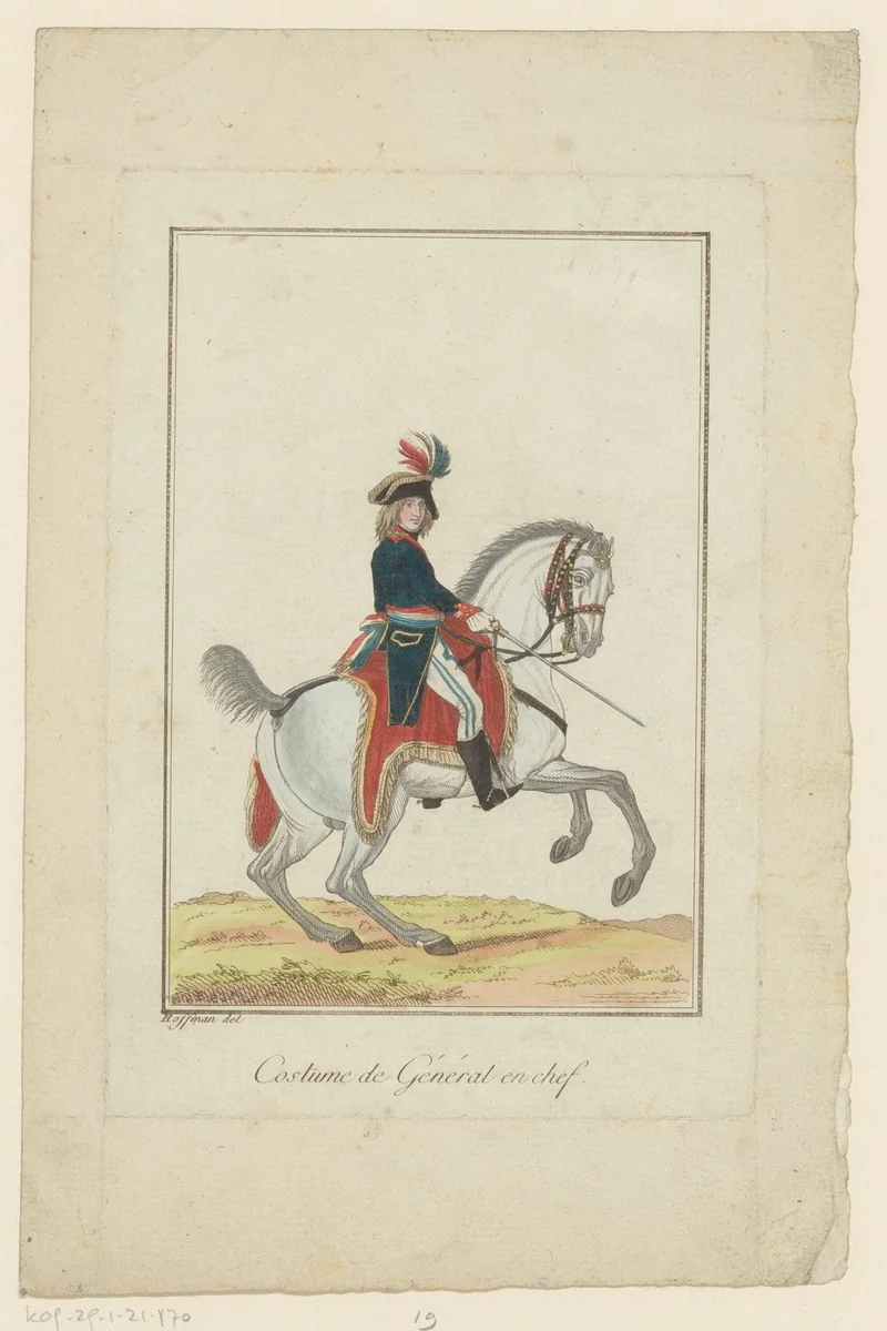 Kostuum van de generaal by François Bonneville, print, 1795-1799
