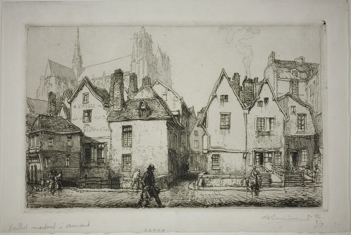 Old Houses, Amiens by Louis Auguste Lepère, print, 1907