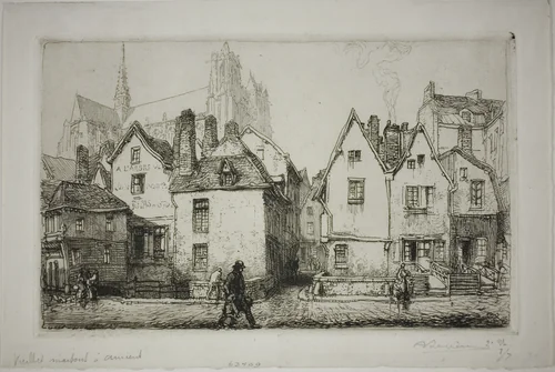 Old Houses, Amiens by Louis Auguste Lepère, print, 1907