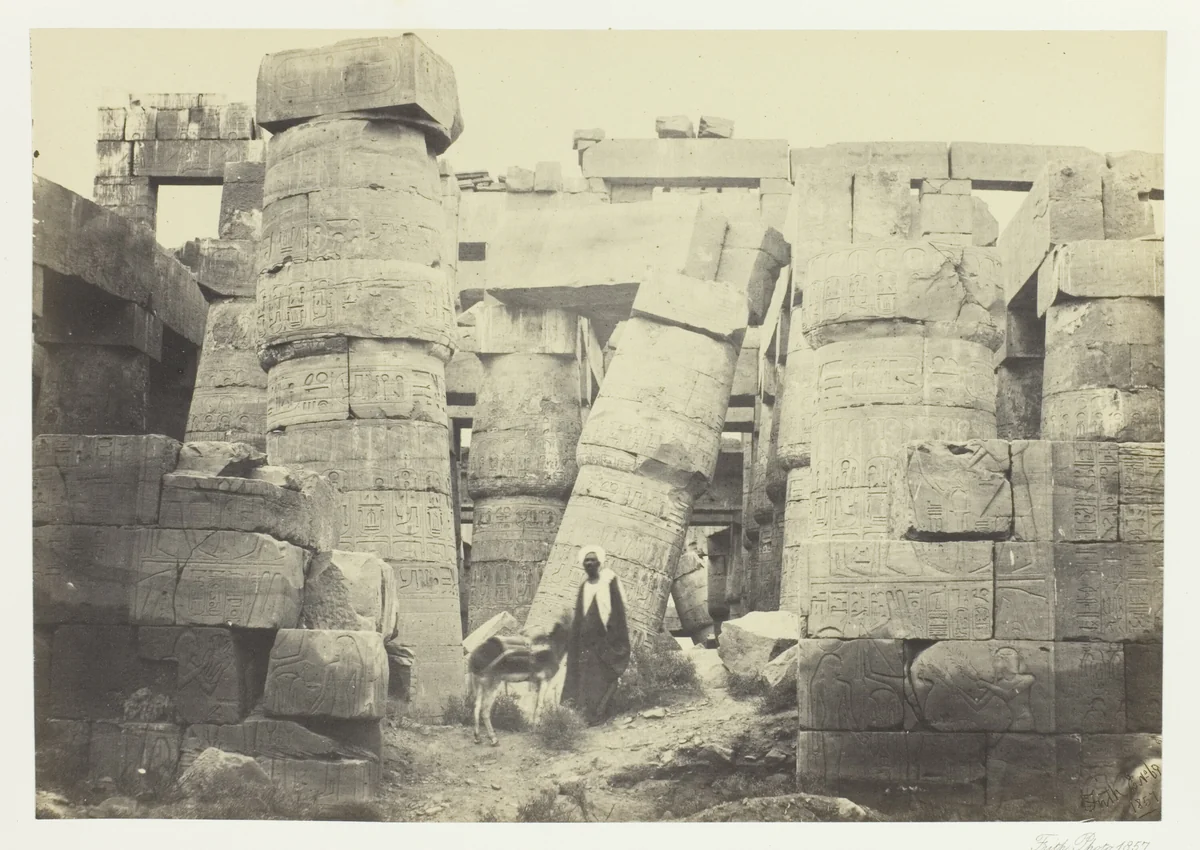 Pillars in the Great Hall, Karnac by Francis Frith, photograph, 1857