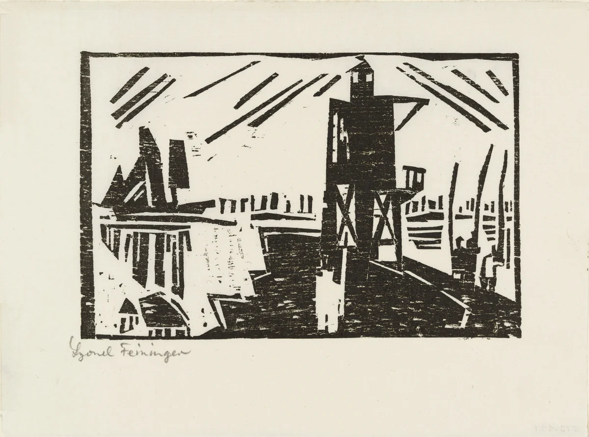 Lighthouse (Leuchtbake) from Ten Woodcuts by Lyonel Feininger by Lyonel Feininger, print, 1918