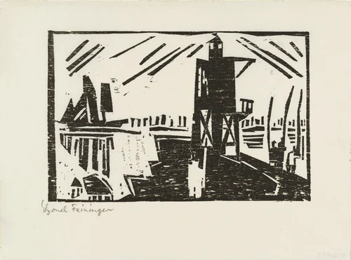 Lighthouse (Leuchtbake) from Ten Woodcuts by Lyonel Feininger by Lyonel Feininger, print, 1918