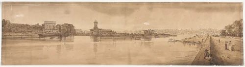 A Selection of Twenty of the Most Picturesque Views in Paris: View of the Village of Chaillot, taken from Pont de la Concorde by Thomas Girtin, print, 1802