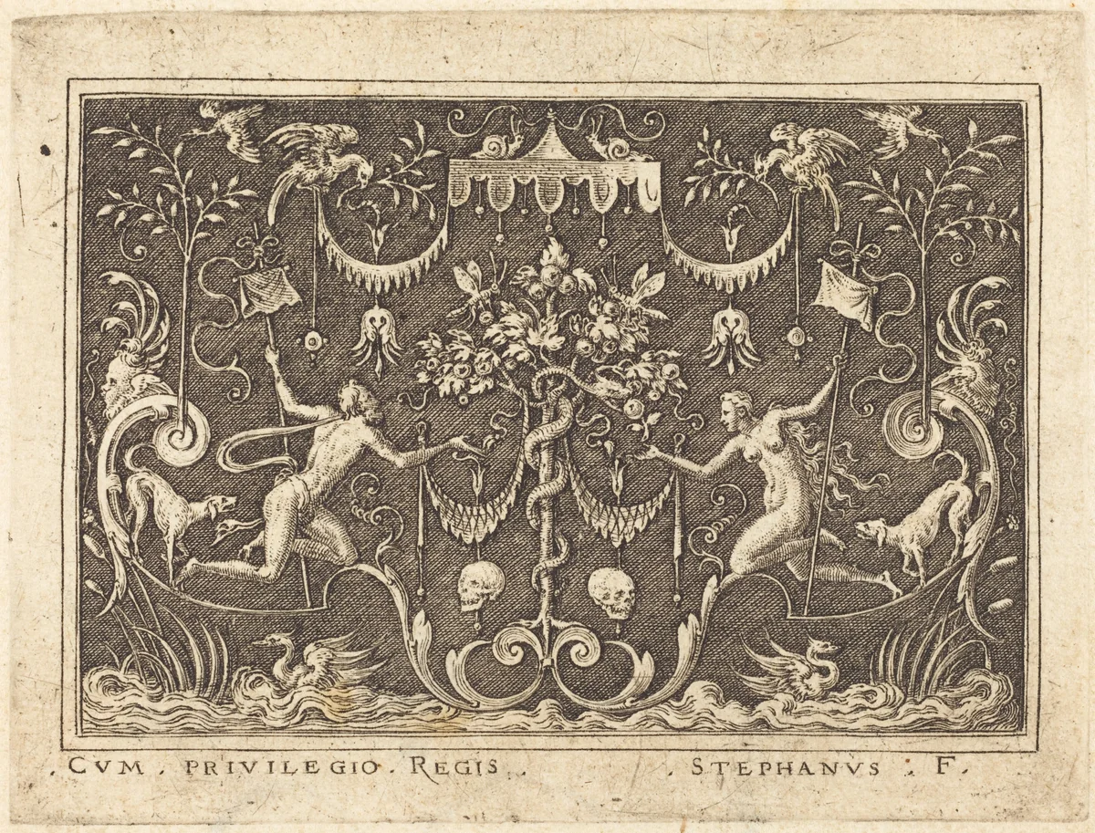 The Fall of Man by Etienne Delaune, print, 1519-1583