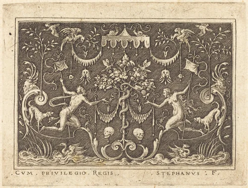 The Fall of Man by Etienne Delaune, print, 1519-1583