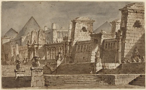 An Egyptian Stage Design by Pietro Gonzaga, drawing, 1800