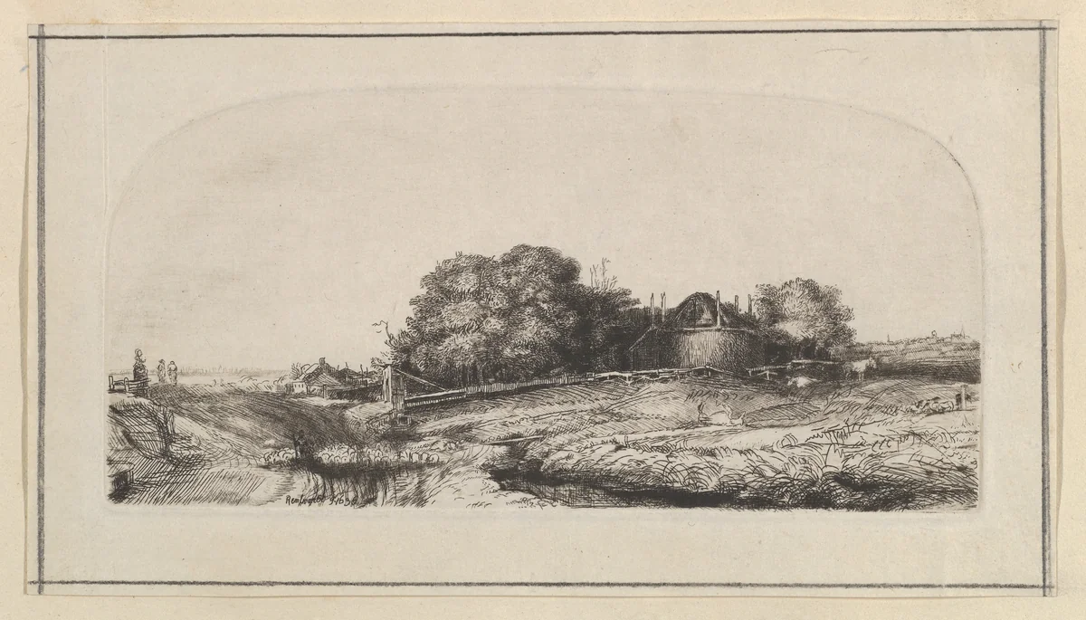 Landscape with a Haybarn and a Flock of Sheep (copy) by William Baillie, print, 1750-1810