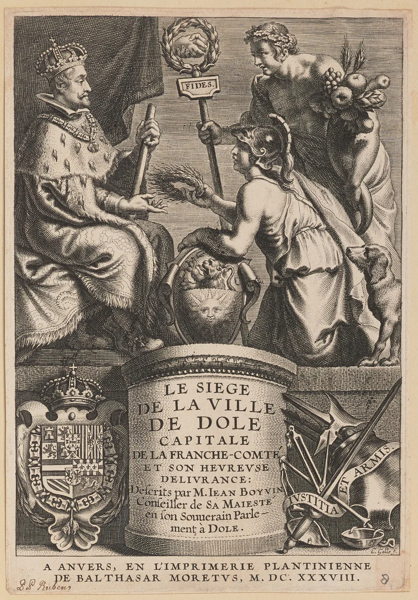 Title Page for Jean Boyvin, Le Siege de la Ville de Dole by Cornelis Galle
Sir Peter Paul Rubens
Erasmus Quellinus, print, 1638