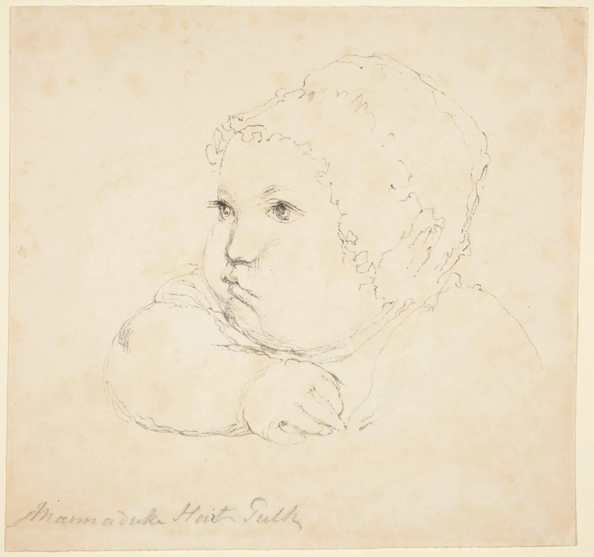 Head of a Child in a Cap by John Flaxman, print, 1700-1799