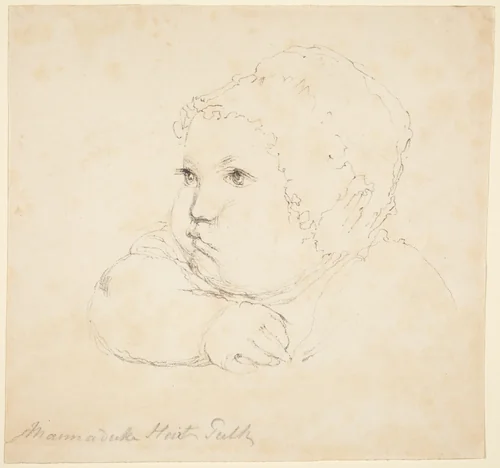 Head of a Child in a Cap by John Flaxman, print, 1700-1799