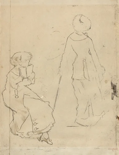Study for "Mary Cassatt at the Louvre" [verso] by Edgar Degas, drawing, 1879