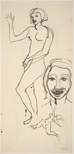 Untitled [studies of a female figure and head] [verso] by Richard Diebenkorn, drawing, 1955-1967