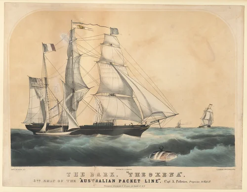 The Bark "Theoxena" by Latour, print, 1845-1855