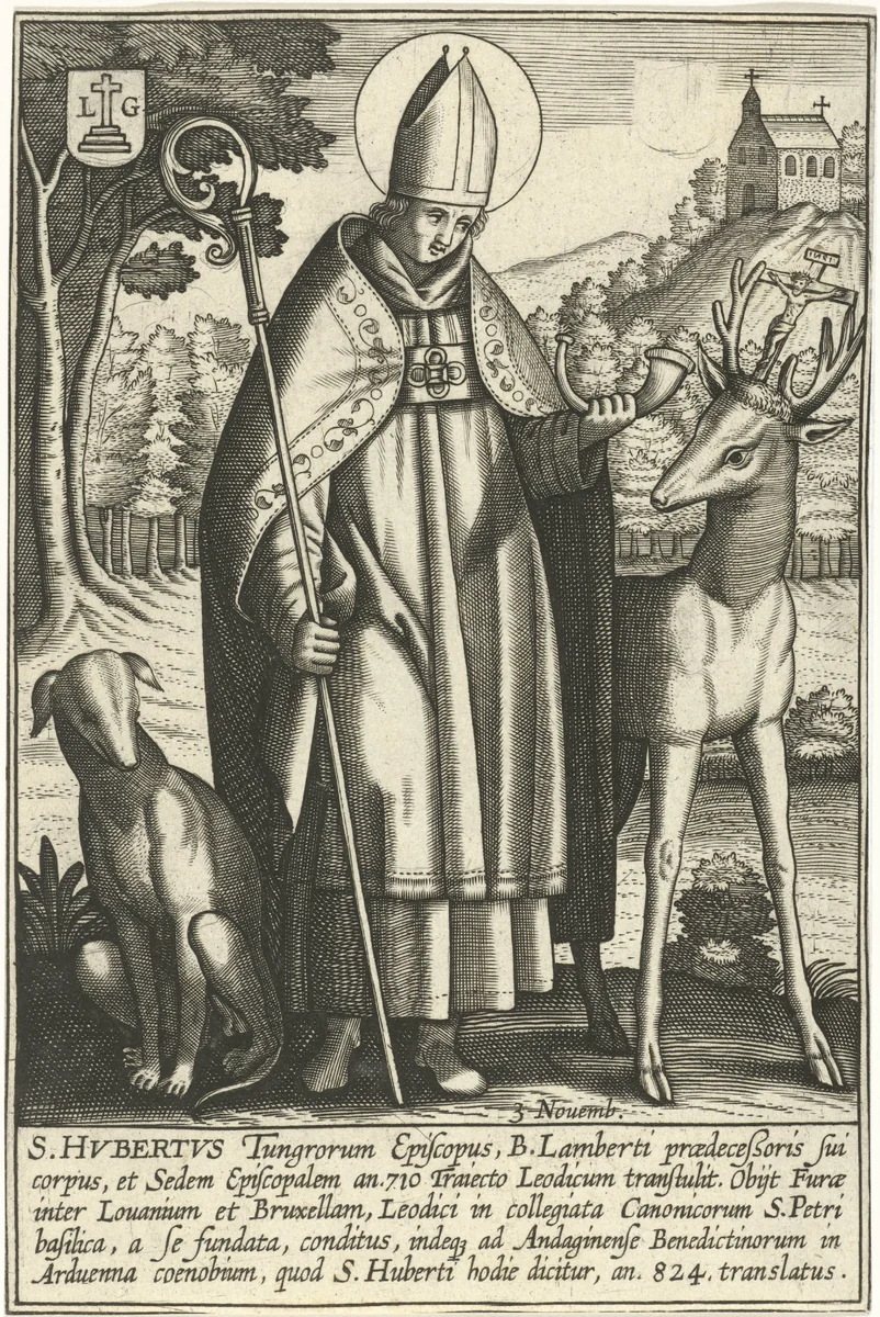 Heilige Hubertus by anonymous, print, 1606