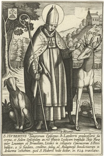 Heilige Hubertus by anonymous, print, 1606