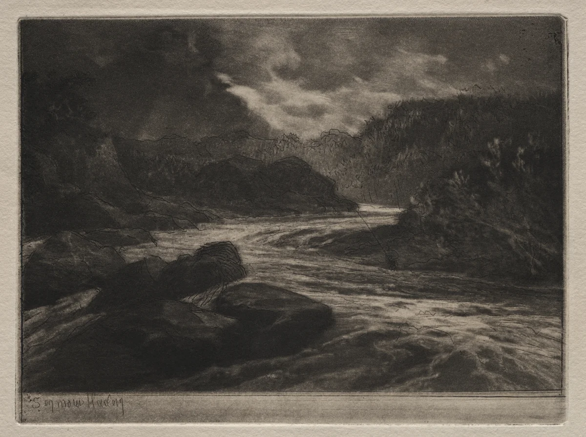 A Salmon River by Francis Seymour-Haden, print