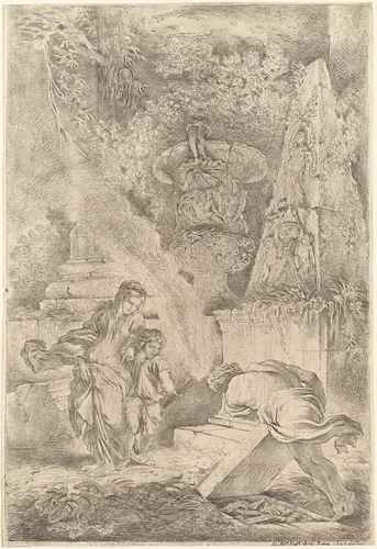 Theseus Finding Aegeus' Arms by Giovanni Benedetto Castiglione, print, 1640-1650