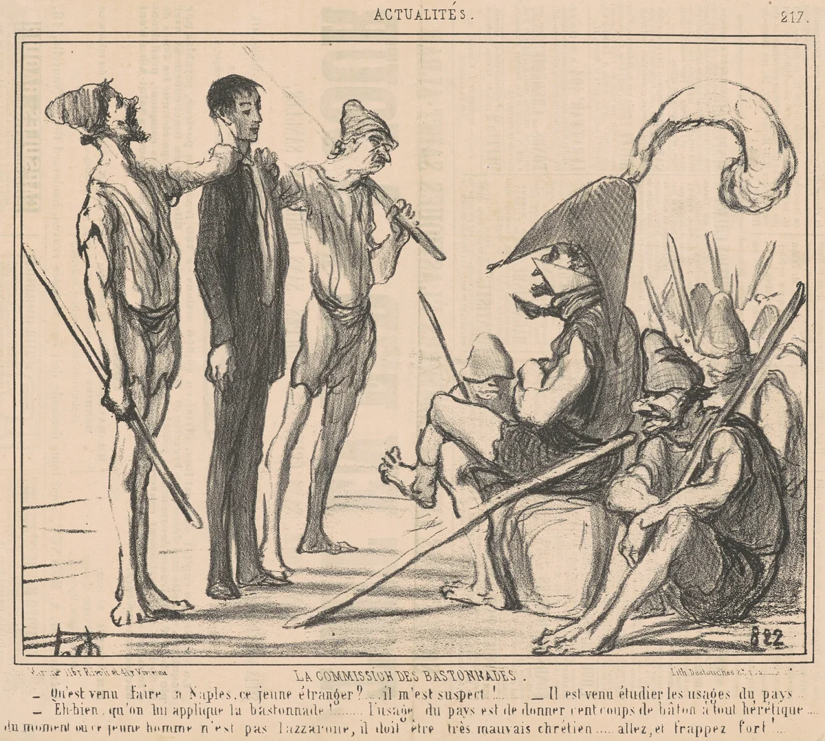 Commission des bastonnades by Honoré Daumier, print, 1855