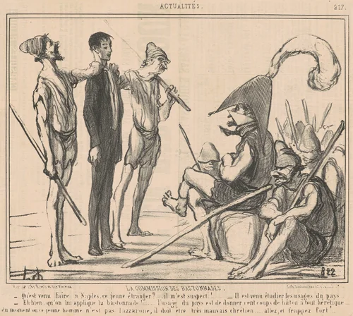 Commission des bastonnades by Honoré Daumier, print, 1855