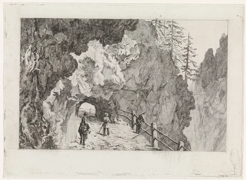 Doorgang in de rotsen by David van der Kellen, print, 1837-1885