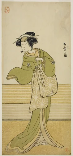 The Actor Yamashita Mangiku I in an Unidentified Role by Katsukawa Shunsho (勝川 春章), print, 1780-1784