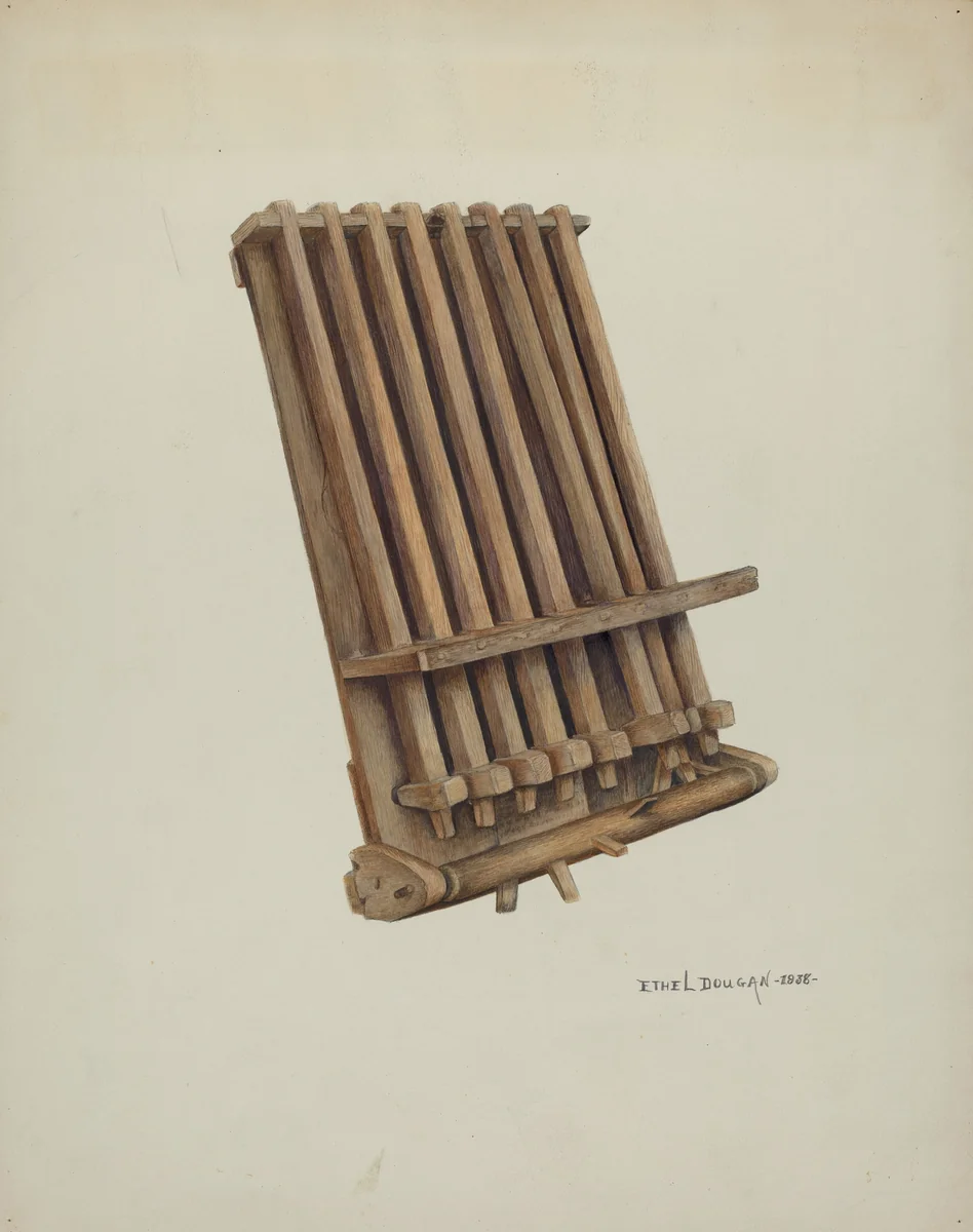 Dumbbell of Crotullum by Ethel Dougan, index of american design, 1938