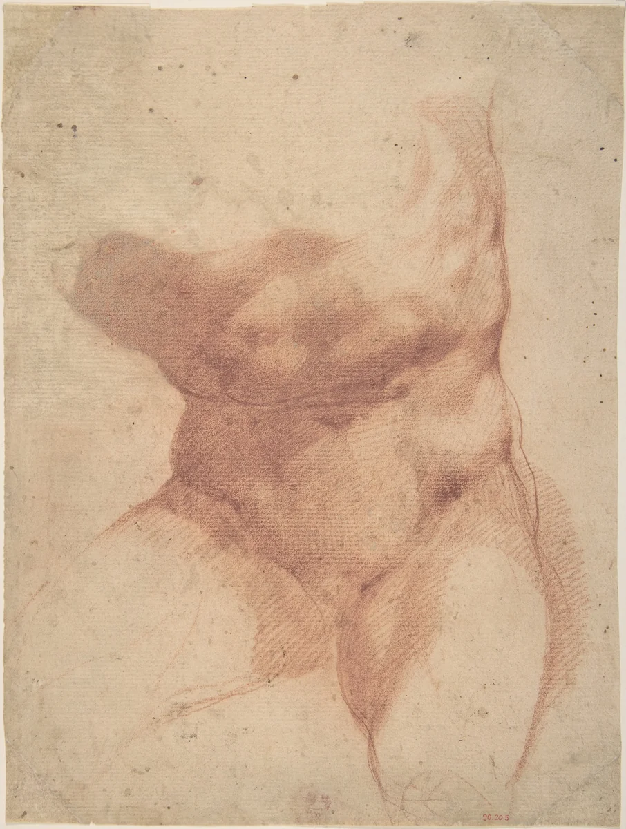 Study after the Belvedere Torso by Giuseppe Cesari, drawing, 1580-1590