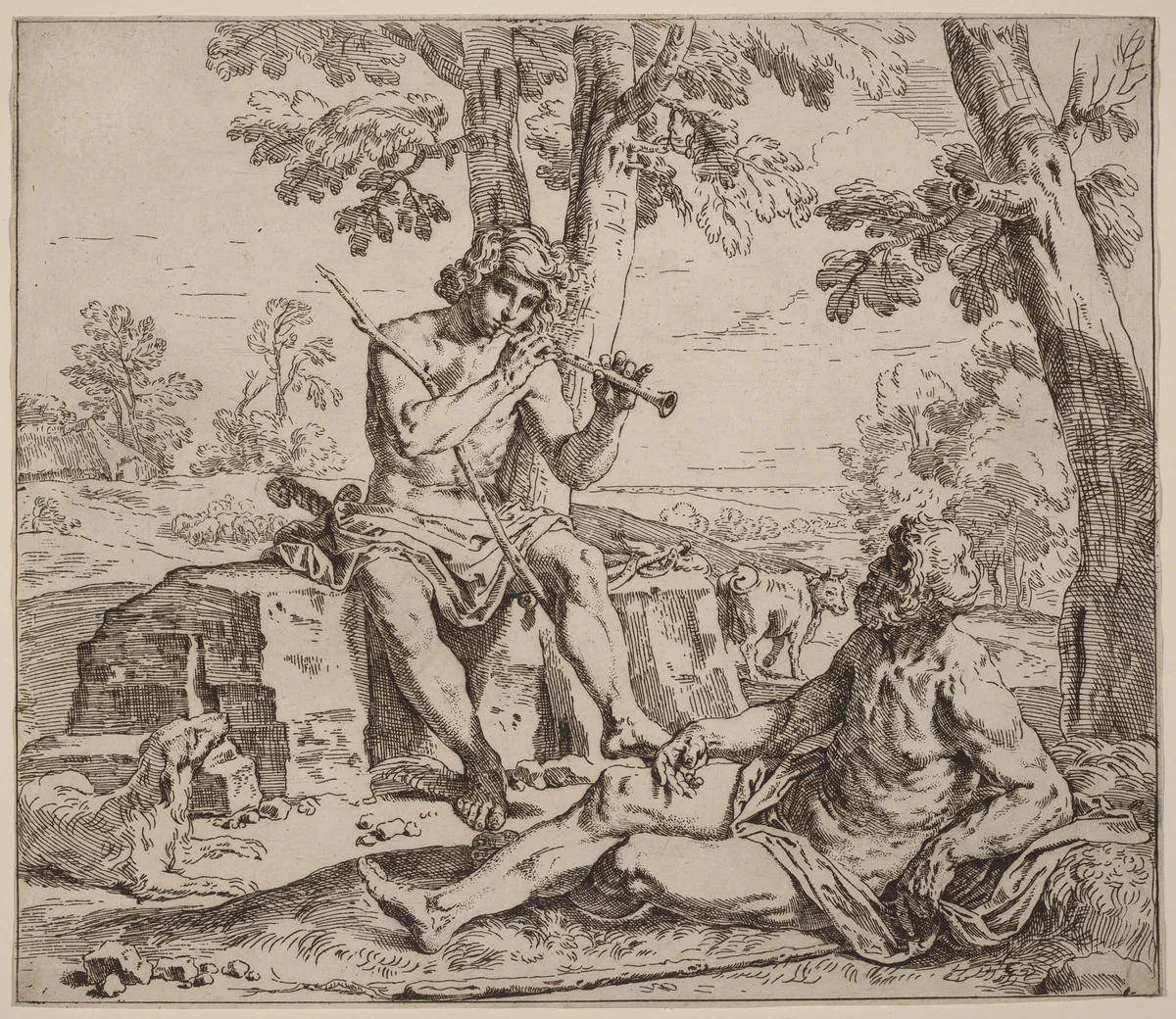 Mercury and Argus by Simone Cantarini, print, 1612-1648