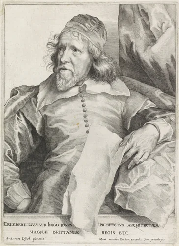 Portret van Inigo Jones by Robert van Voerst, print, 1627-1636