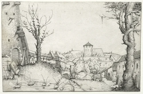 Courtyard of a castle by Augustin Hirschvogel, print, 1546