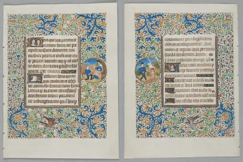 Leaf from a Book of Hours: Office of the Dead Opening Prayers (recto); Psalm 5 (verso) by Coëtivy Master, manuscript, 1455-1465
