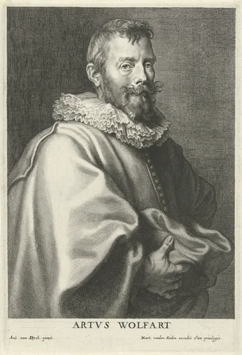 Portret van de schilder Artus Wolfaerts by Cornelis Galle, print, 1630-1654