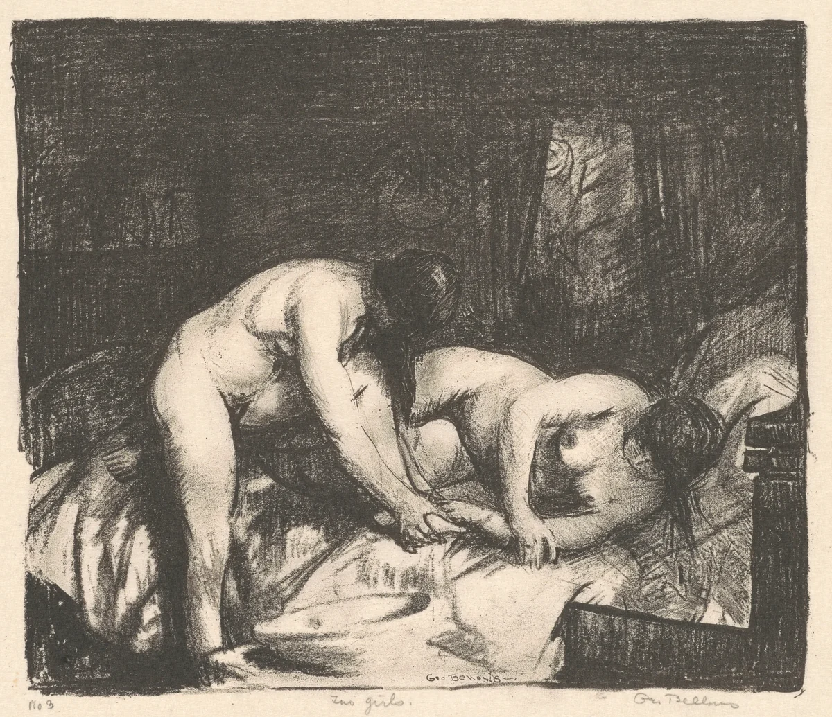 Two Girls by George Bellows, print, 1917