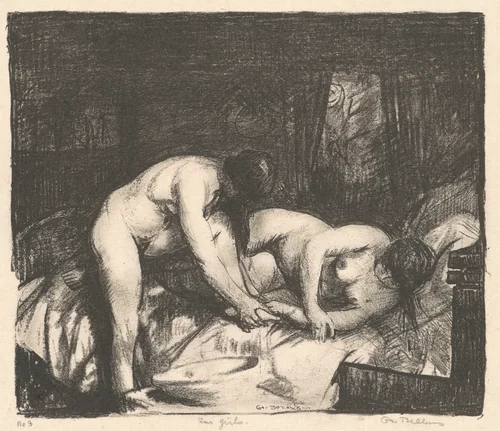 Two Girls by George Bellows, print, 1917