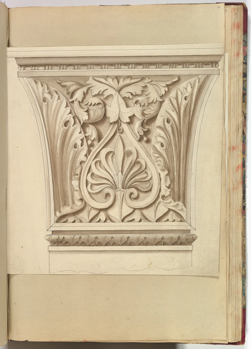 Capital of a Column with Anthemion by Alfred Forrester, drawing, 1845-1870