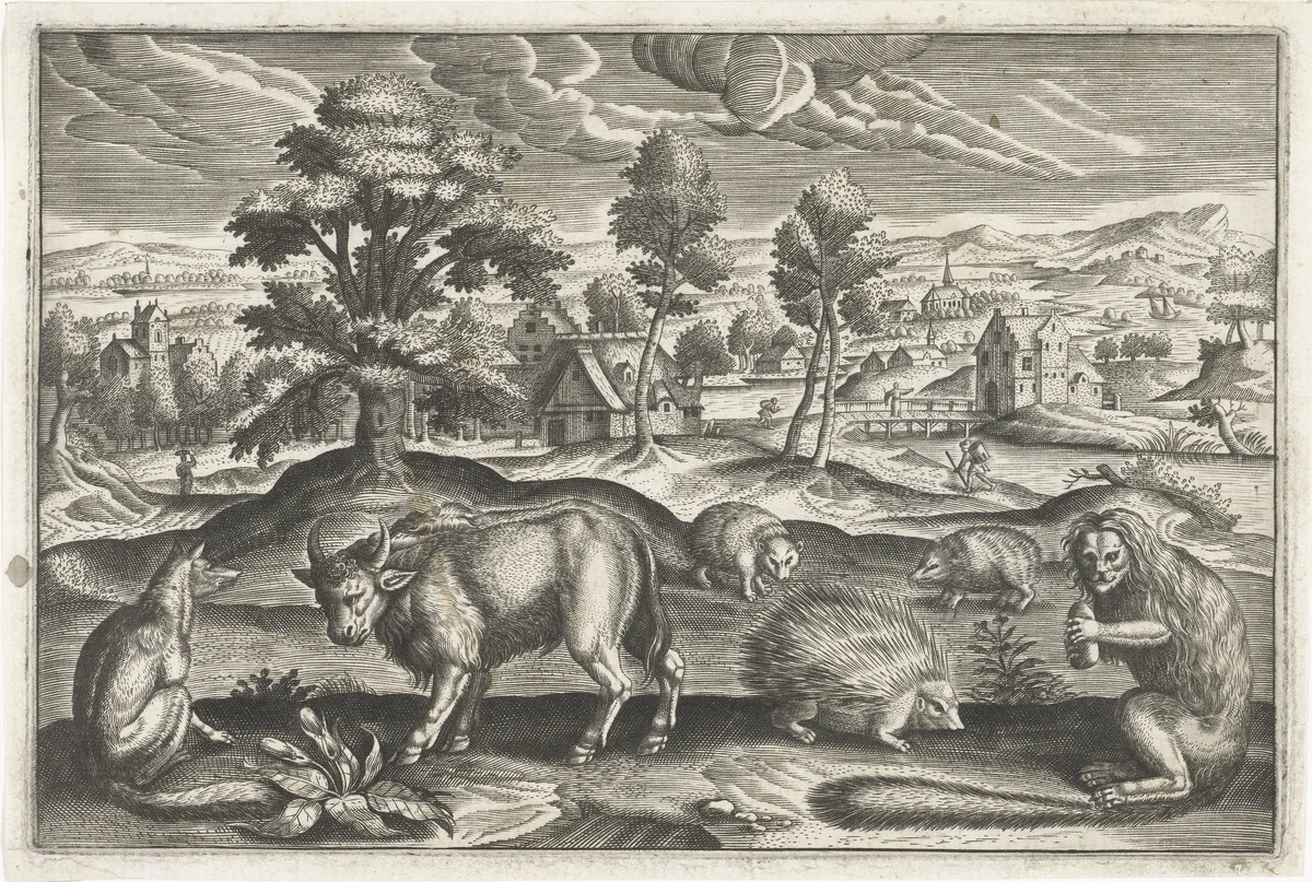 Verschillende dieren by anonymous, print, 1595-1652