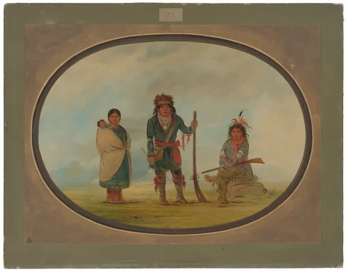 Three Micmac Indians by George Catlin, painting, 1861-1869