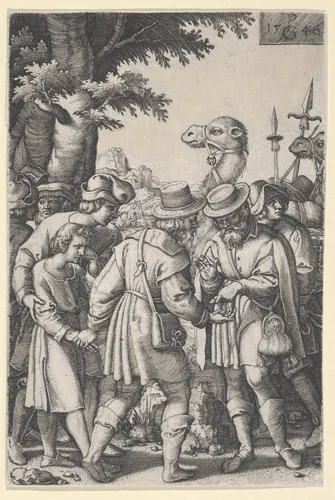 Joseph Sold to the Merchants, from "The Story of Joseph" by Georg Pencz, print, 1546