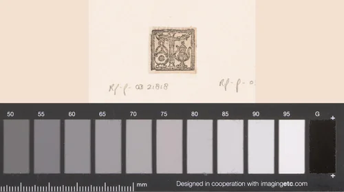 Letter I: ornament met sierkan en siervat by anonymous, print, 1556