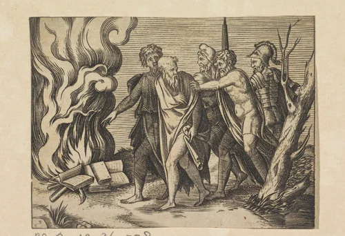 Boekverbranding by Unknown, print, 1498-1532